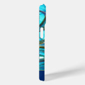 Abstract Blauw Gradiëntglas Fractal Monogrammed Case-Mate iPhone Case (Achterkant / Rechts)