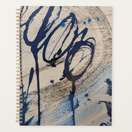 Abstract Blauw Grijs Beige Planner (Voorkant)