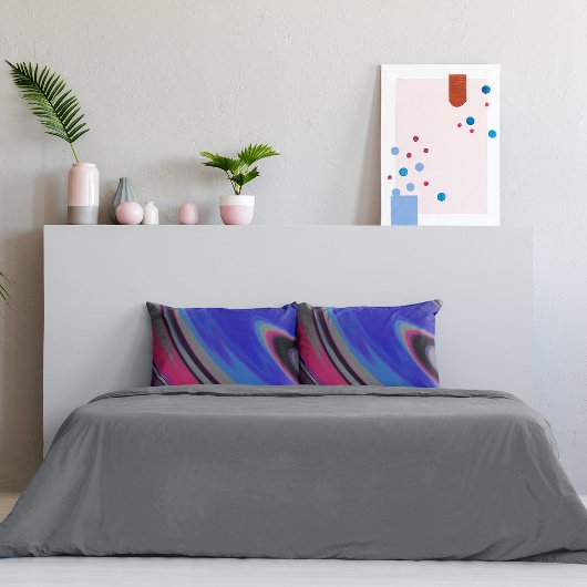 Abstract blauw grijs magenta fractal Swirl Kussensloop