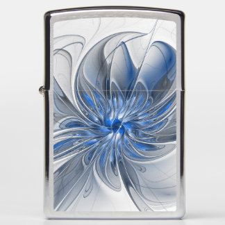 Abstract Blauw Grijs Waterverf Fractal Art Flower