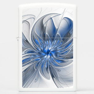 Abstract Blauw Grijs Waterverf Fractal Art Flower