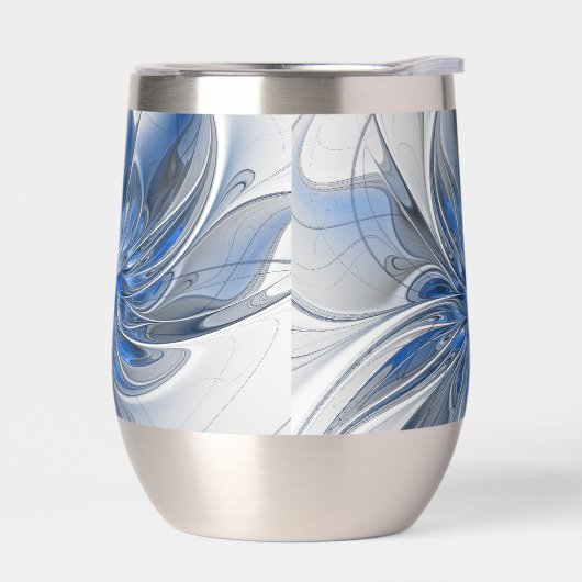 Abstract Blauw Grijs Waterverf Fractal Art Flower (Links)