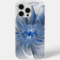 Abstract Blauw Grijs Waterverf Fractal Art Flower
