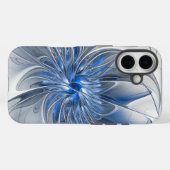 Abstract Blauw Grijs Waterverf Fractal Art Flower Case-Mate iPhone Case (Achterkant (horizontaal))