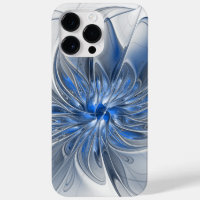 Abstract Blauw Grijs Waterverf Fractal Art Flower