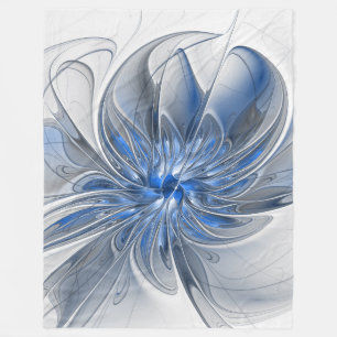 Abstract Blauw Grijs Waterverf Fractal Art Flower Fleece Deken