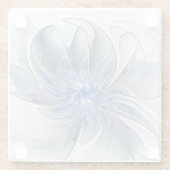 Abstract Blauw Grijs Waterverf Fractal Art Flower Glazen Onderzetter (Achterkant)
