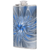 Abstract Blauw Grijs Waterverf Fractal Art Flower Heupfles (Links)