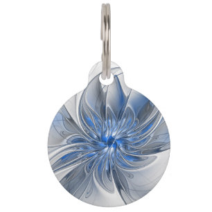 Abstract Blauw Grijs Waterverf Fractal Art Flower Huisdierpenning