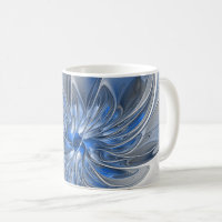 Abstract Blauw Grijs Waterverf Fractal Art Flower