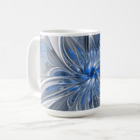 Abstract Blauw Grijs Waterverf Fractal Art Flower