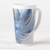 Abstract Blauw Grijs Waterverf Fractal Art Flower Latte Mok (Rechterhoek)