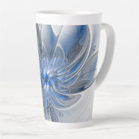 Abstract Blauw Grijs Waterverf Fractal Art Flower