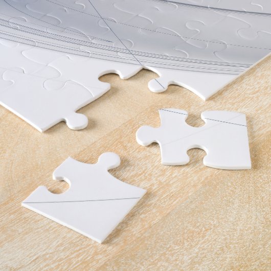 Abstract Blauw Grijs Waterverf Fractal Art Flower Legpuzzel (Zijkant)