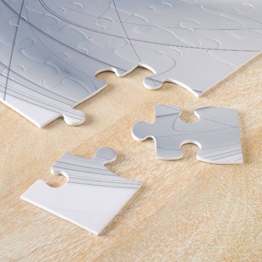 Abstract Blauw Grijs Waterverf Fractal Art Flower Legpuzzel (Zijkant)