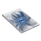 Abstract Blauw Grijs Waterverf Fractal Art Flower Notitieboek (Rechterzijde)