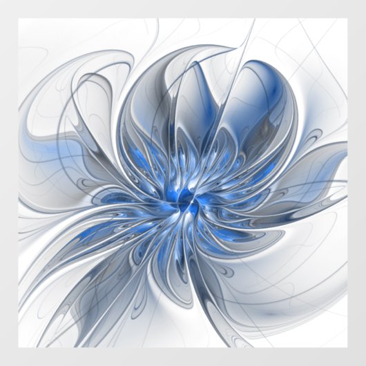 Abstract Blauw Grijs Waterverf Fractal Art Flower Raamsticker (Vel)