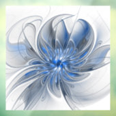 Abstract Blauw Grijs Waterverf Fractal Art Flower Raamsticker (Vel 3)