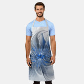 Abstract Blauw Grijs Waterverf Fractal Art Flower Schort (Gedragen)