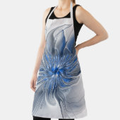 Abstract Blauw Grijs Waterverf Fractal Art Flower Schort (Insitu)