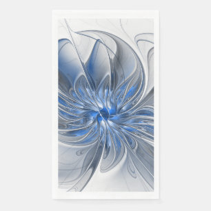 Abstract Blauw Grijs Waterverf Fractal Art Flower Servet