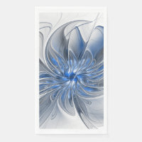 Abstract Blauw Grijs Waterverf Fractal Art Flower
