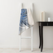 Abstract Blauw Grijs Waterverf Fractal Art Flower Sherpa Deken (In situ)