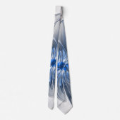 Abstract Blauw Grijs Waterverf Fractal Art Flower Stropdas (Achterkant)