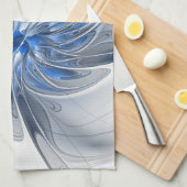 Abstract Blauw Grijs Waterverf Fractal Art Flower Theedoek (Quarter Fold)