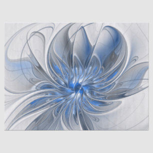 Abstract Blauw Grijs Waterverf Fractal Art Flower Tissuepapier
