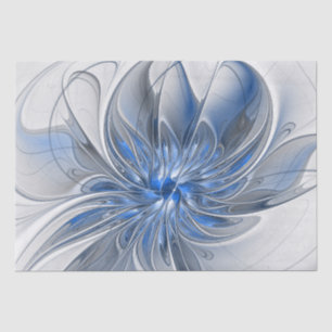 Abstract Blauw Grijs Waterverf Fractal Art Flower Tissuepapier
