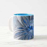 Abstract Blauw Grijs Waterverf Fractal Art Flower