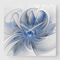 Abstract Blauw Grijs Waterverf Fractal Art Flower