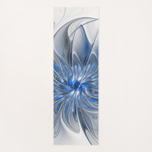 Abstract Blauw Grijs Waterverf Fractal Art Flower Yogamat