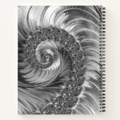 Abstract blauw, grijs, wit, bolvormig fractal met  notitieboek (Achterkant)