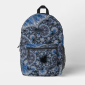 Abstract Blauw Grijs Zwart Fractaal Bedrukte Rugzak (Voorkant)
