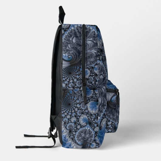 Abstract Blauw Grijs Zwart Fractal Bedrukte Rugzak (Links)
