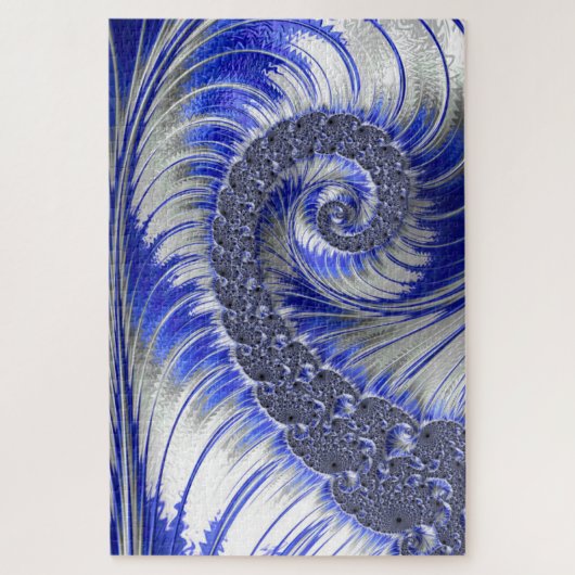 Abstract Blauw Grijze Spiral Fractal Legpuzzel (Verticaal)