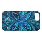Abstract Blauw Groen Fractal iPhone 8/7 Hoesje (Achterkant (Horizontaal))