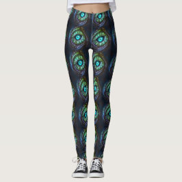 Abstract blauw groen oog leggings