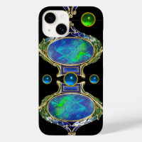ABSTRACT BLAUW GROEN OPAL EFFECT MET GEMSTONES