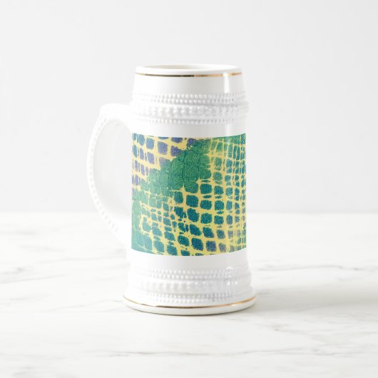 Abstract Blauw Groen Paarse Patroon Steins Bierpul (Voorkant links)