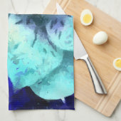 Abstract blauw Hibiscus-ventilator Theedoek (Quarter Fold)