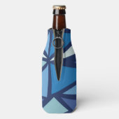 Abstract blauw ICS-patroon Flesjeskoeler (Fles Achterkant)