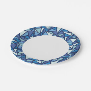 Abstract blauw ICS-patroon Papieren Bordje