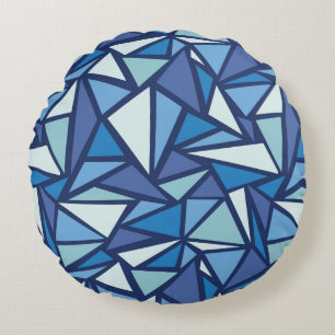 Abstract blauw ICS-patroon Rond Kussen