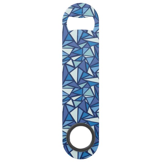 Abstract blauw ICS-patroon Speed Flessenopener (Achterkant)