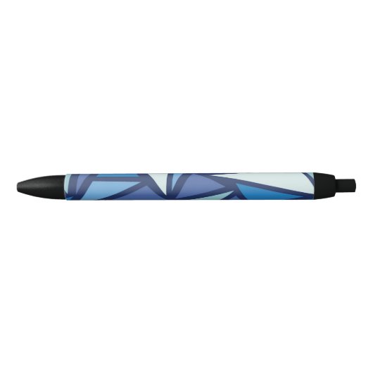 Abstract blauw ICS-patroon Zwarte Inkt Pen (Voorkant)