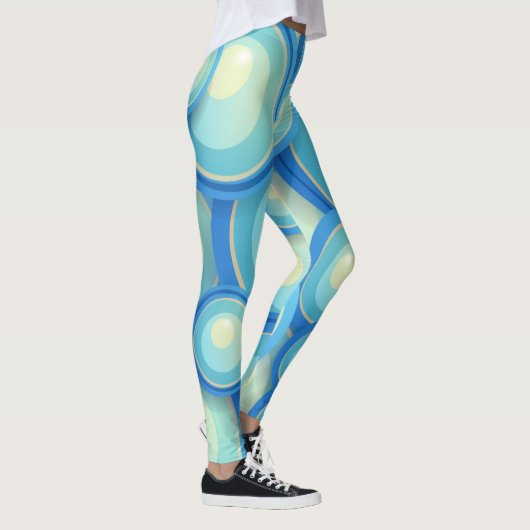 Abstract blauw in groen leggings (Rechts)