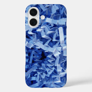 Abstract Blauw Kreukelig Verscheurd Papier Fotogra iPhone 16 Hoesje